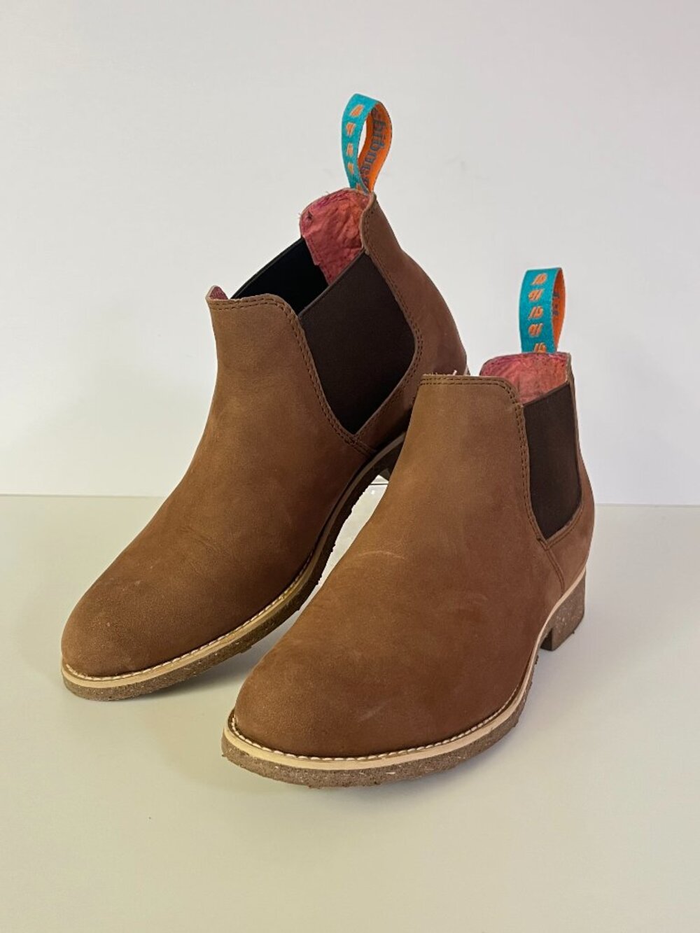 El Botin de La Barca Bandida Boots Ankle Premium Leather Cognac Pull On Tabs 24